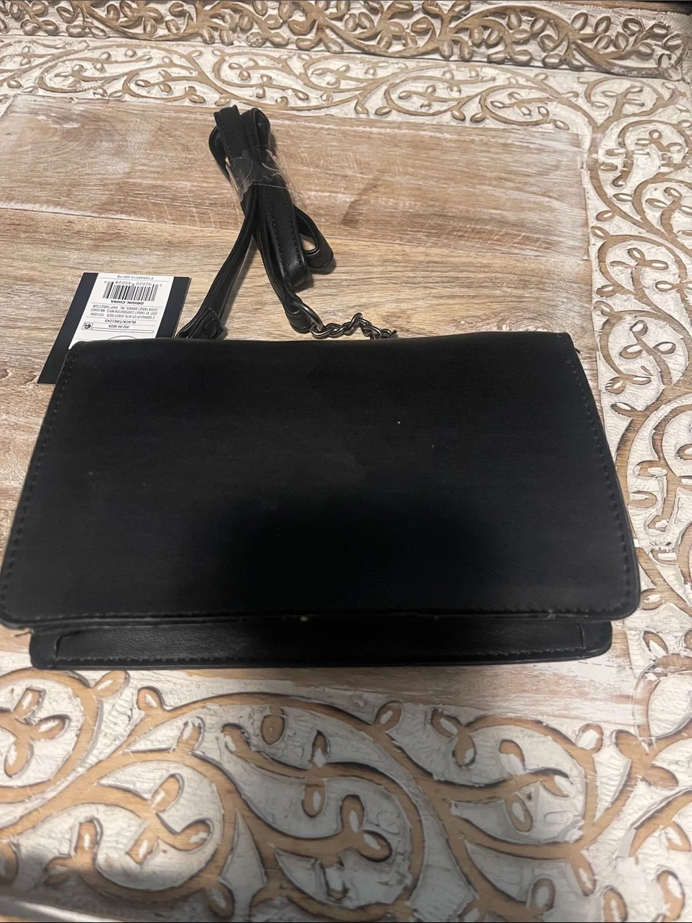 art class Black Crossbody Bag with Embroidered Rose Accents